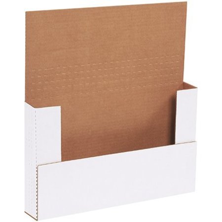 BOX PACKAGING Corrugated Easy-Fold Mailers, 14-1/8"L x 8-5/8"W x 2"H, White M1482BF